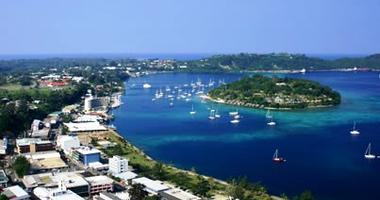 Aerial view over Port Vila