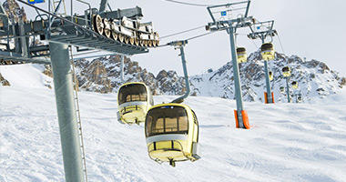 Gondolas Ascending La Saulire Slope